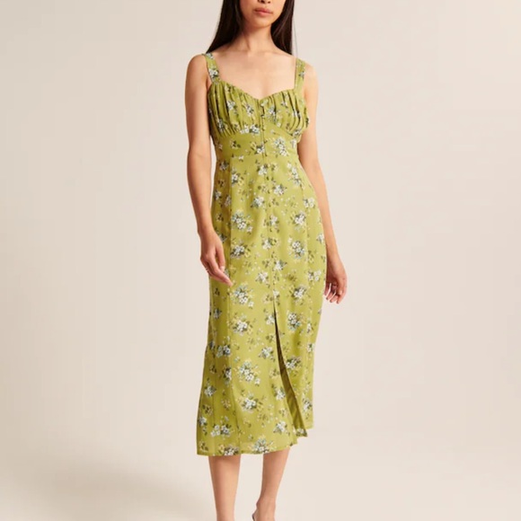 A&F Button-Through Slim Midi Dress - Picture 2 of 6